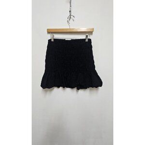 Leith Smocked Miniskirt In Black Size Small